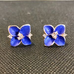 NWT Lotus Noble Blue & Rhinestone Earrings